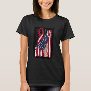 Multiple Myeloma Awareness Ribbon American Flag Wa T-Shirt