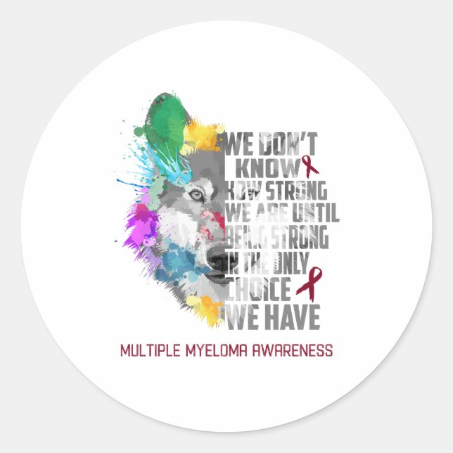 Multiple Myeloma Awareness Ribbon Support Gifts Classic Round Sticker (Front)