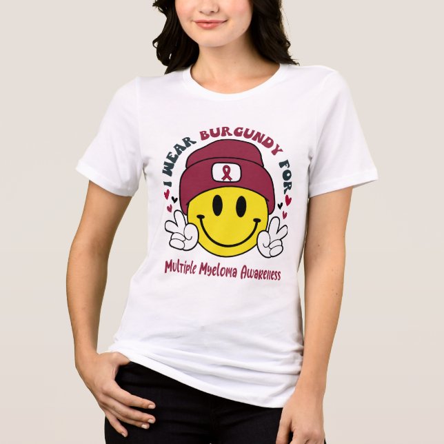 Multiple Myeloma Awareness Ribbon Support Gifts Tri-Blend Shirt (Front)