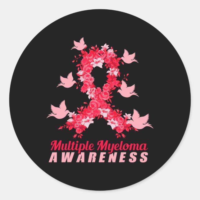 Multiple Myeloma Awareness Support Birds  Classic Round Sticker (Front)