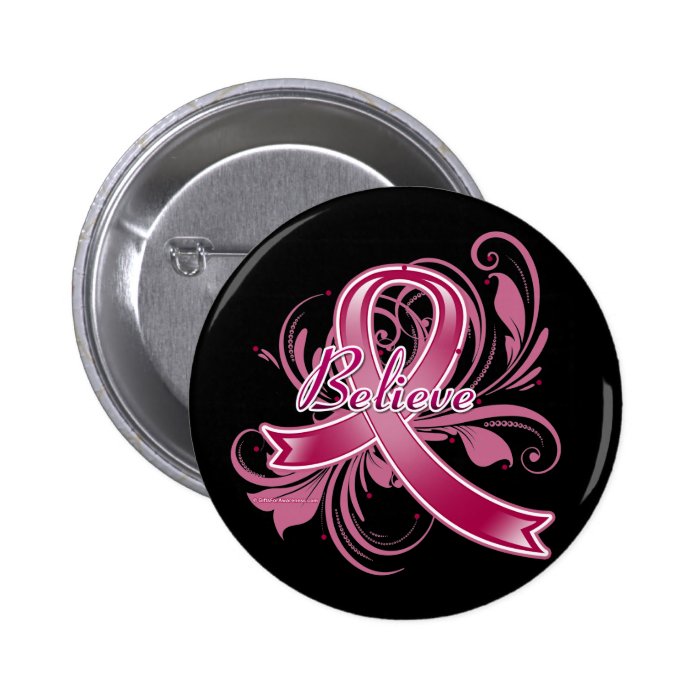 Multiple Myeloma Believe Flourish Ribbon Pinback Buttons