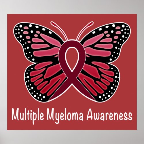 Multiple Myeloma Butterfly Ribbon of Hope Poster