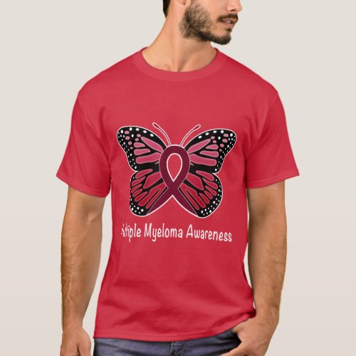 Multiple Myeloma Butterfly Ribbon of Hope T_Shirt
