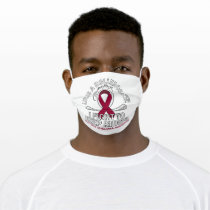 Multiple Myeloma cancer awareness burgundy ribbon Adult Cloth Face Mask