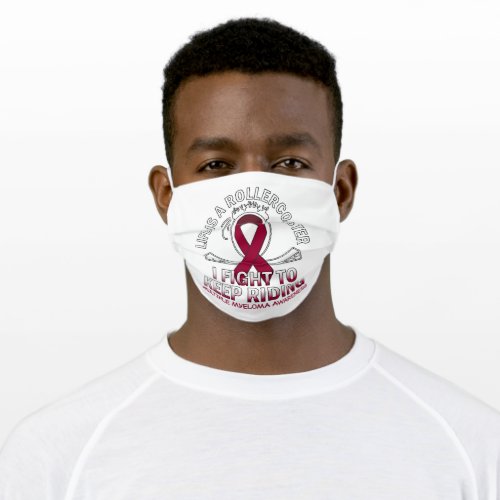 Multiple Myeloma cancer awareness burgundy ribbon Adult Cloth Face Mask