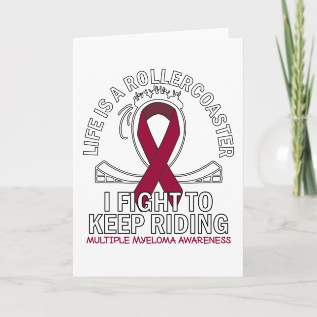 Multiple Myeloma cancer awareness burgundy ribbon Card (Front)