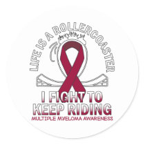 Multiple Myeloma cancer awareness burgundy ribbon Classic Round Sticker