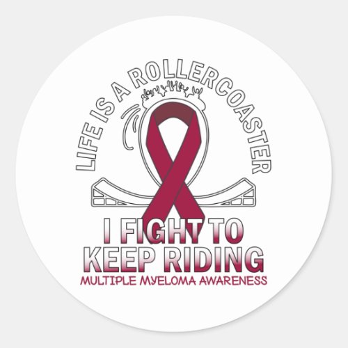 Multiple Myeloma cancer awareness burgundy ribbon Classic Round Sticker