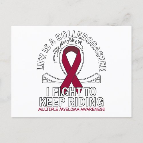 Multiple Myeloma cancer awareness burgundy ribbon Postcard