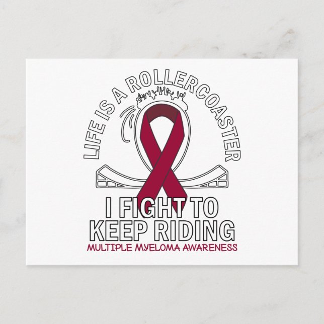 Multiple Myeloma cancer awareness burgundy ribbon Postcard (Front)