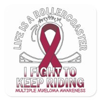 Multiple Myeloma cancer awareness burgundy ribbon Square Sticker