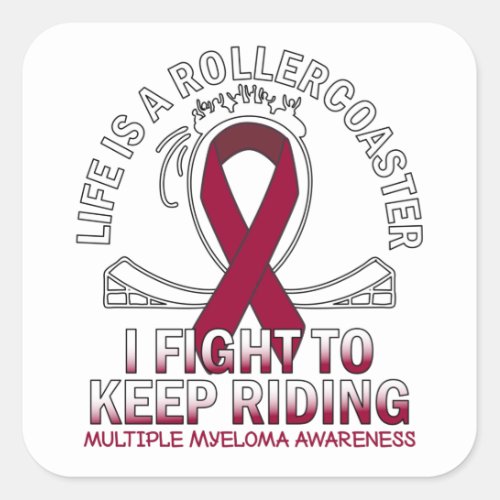 Multiple Myeloma cancer awareness burgundy ribbon Square Sticker
