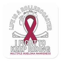 Multiple Myeloma cancer awareness burgundy ribbon Square Sticker