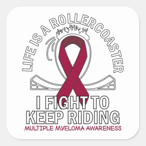 Multiple Myeloma cancer awareness burgundy ribbon Square Sticker