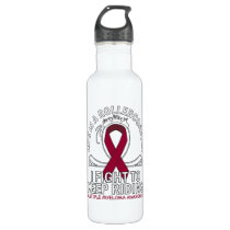 Multiple Myeloma cancer awareness burgundy ribbon Stainless Steel Water Bottle