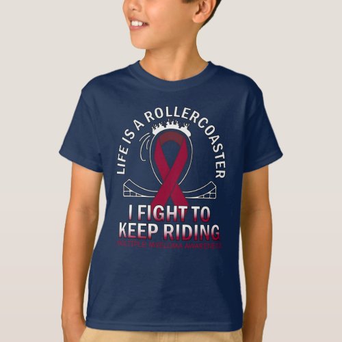Multiple Myeloma cancer awareness burgundy ribbon T_Shirt