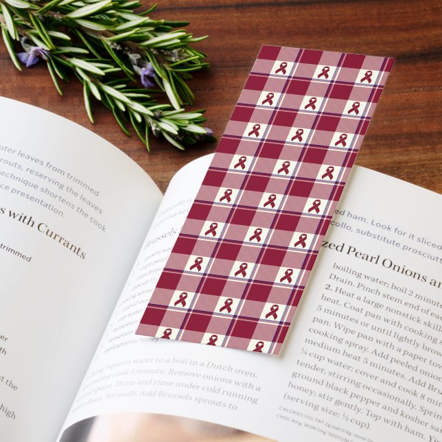 Multiple Myeloma Cancer Awareness Plaid Burgundy Bookmarks (Book)