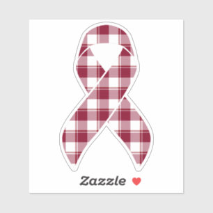 Multiple Myeloma Cancer Awareness Plaid Burgundy Sticker