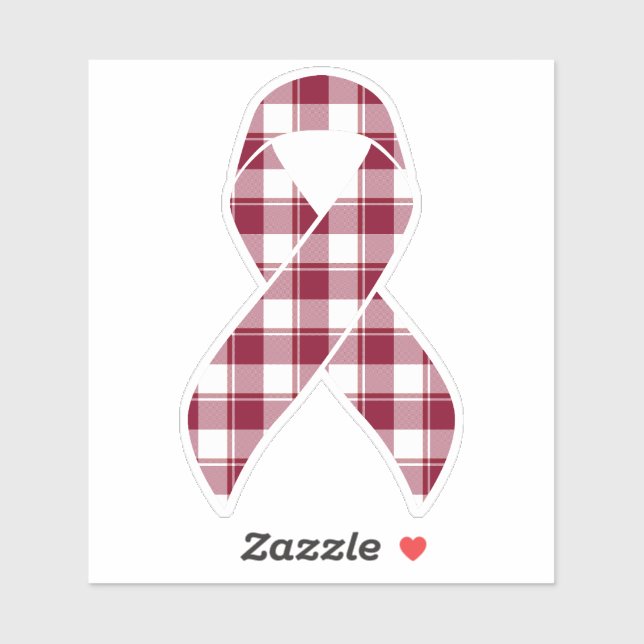 Multiple Myeloma Cancer Awareness Plaid Burgundy Sticker (Sheet)