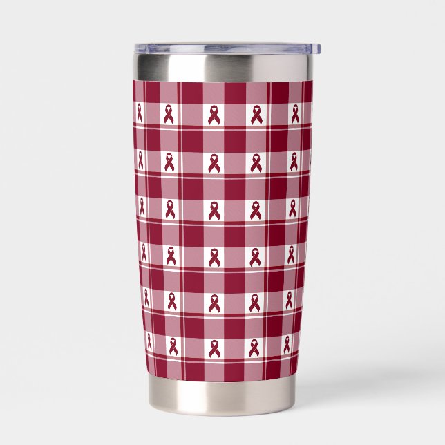 Multiple Myeloma Cancer Awareness Plaid Tumbler (Left)