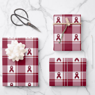 Multiple Myeloma Cancer Awareness Plaid Wrapping Paper Sheets