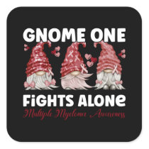 Multiple Myeloma Cancer Burgundy Ribbon Gnome Square Sticker