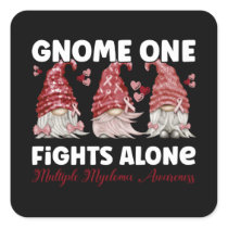 Multiple Myeloma Cancer Burgundy Ribbon Gnome Square Sticker