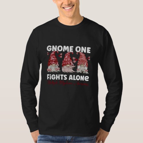 Multiple Myeloma Cancer Burgundy Ribbon Gnome T_Shirt