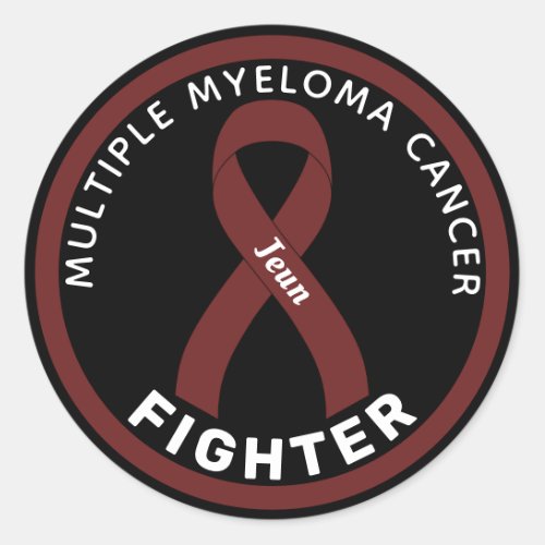 Multiple Myeloma Cancer Fighter Ribbon Black Classic Round Sticker