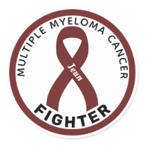 Multiple Myeloma Cancer Fighter Ribbon White Classic Round Sticker