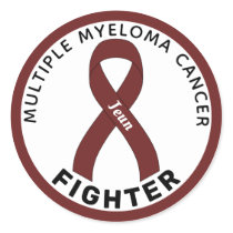 Multiple Myeloma Cancer Fighter Ribbon White Classic Round Sticker