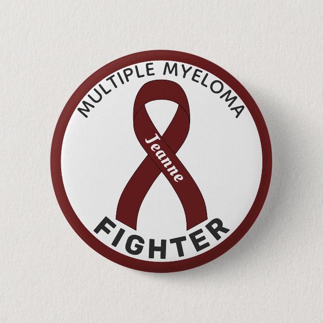 Multiple Myeloma Fighter Ribbon White Button (Front)