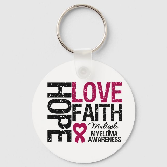 Multiple Myeloma Hope Love Faith Keychain (Front)