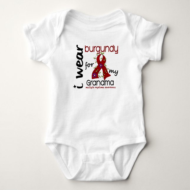 Multiple Myeloma I WEAR BURGUNDY FOR MY GRANDMA 43 Baby Bodysuit (Front)