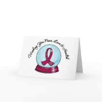 Multiple Myeloma Ribbon Merry Christmas Snowglobe Holiday Card