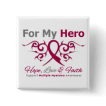 Multiple Myeloma Tribal Ribbon Hero Pinback Button