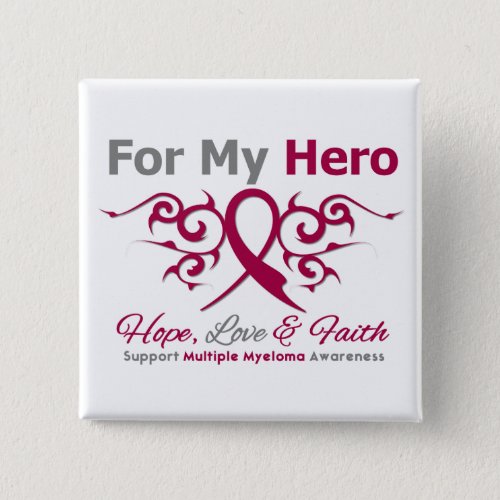 Multiple Myeloma Tribal Ribbon Hero Pinback Button