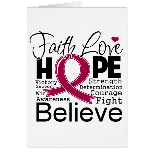 Multiple Myeloma Typographic Faith Love Hope Cards (Front)