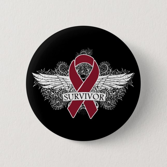 Multiple Myeloma Winged SURVIVOR Ribbon Button (Front)