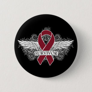 Multiple Myeloma Winged SURVIVOR Ribbon Button
