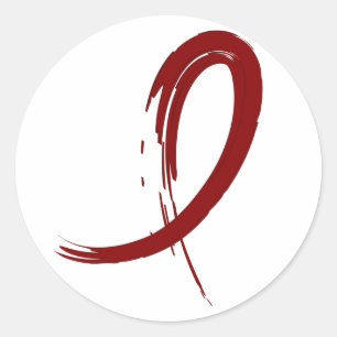 Multiple Myeloma's Burgundy Ribbon A4 Classic Round Sticker