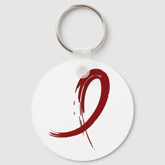 Multiple Myeloma's Burgundy Ribbon A4 Keychain (Front)