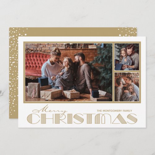  Multiple Photo Gold Merry Christmas Holiday Card