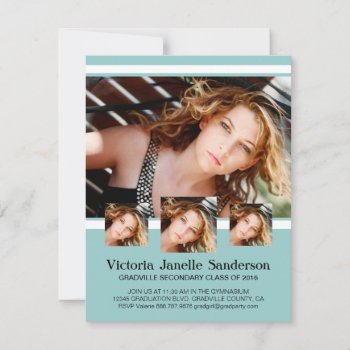 Multiple Photo Graduation Any Color Invitation by PartyHearty at Zazzle