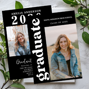 Multiple Photo Graduation Card, Minimalist Senior Invitation