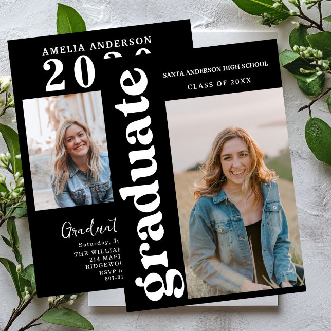  Multiple Photo Graduation Card, Minimalist Senior Invitation (Creator Uploaded)