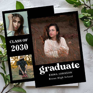Multiple Photo Graduation Card, Minimalist Senior Invitation