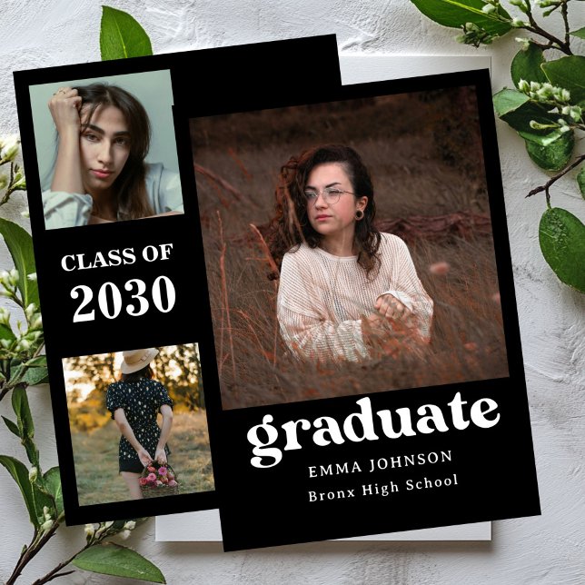 Multiple Photo Graduation Card, Minimalist Senior  Invitation (Creator Uploaded)