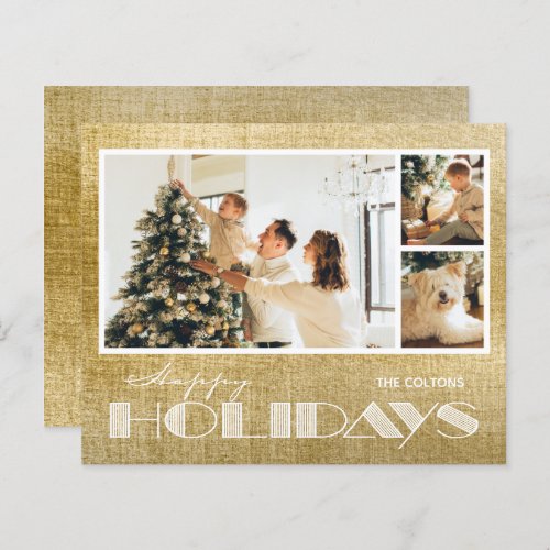 Multiple Photo Happy Holidays Gold Budget Cards