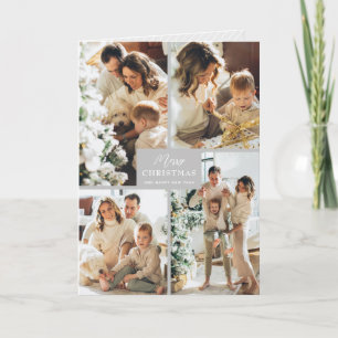 Multiple Photo Merry Christmas Grey Folded Holiday Card